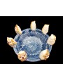 Centrotavola blu con  gufi ceramiche Anthos